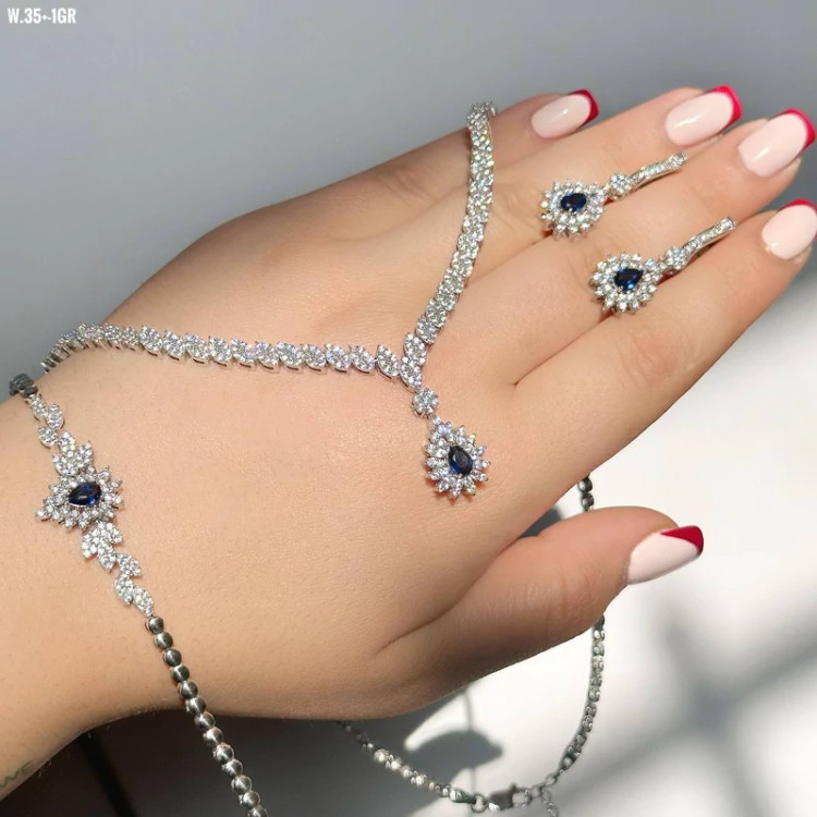 سرویس نقره نگین کبود زنانه